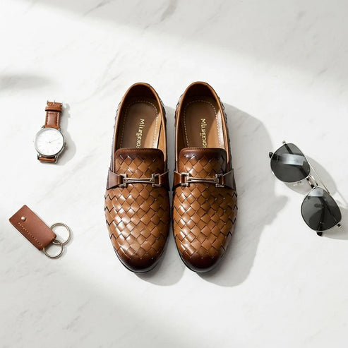 LITE BROWN BRAID LOGO LOAFER