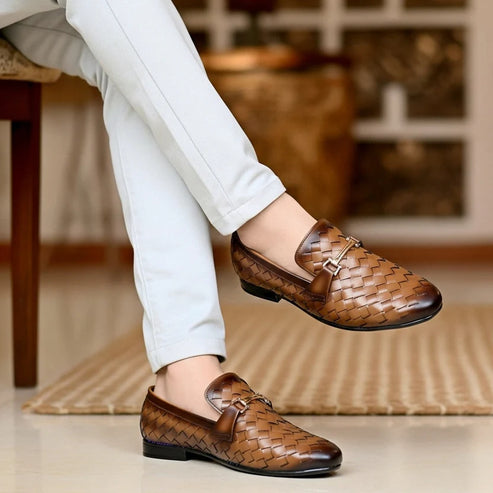 LITE BROWN BRAID LOGO LOAFER