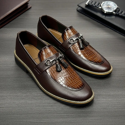 BROWN CROC TWO TONE LOAFER