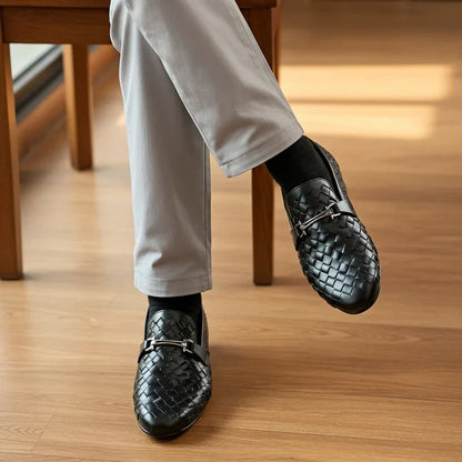 BLACK BRAID LOGO LOAFER