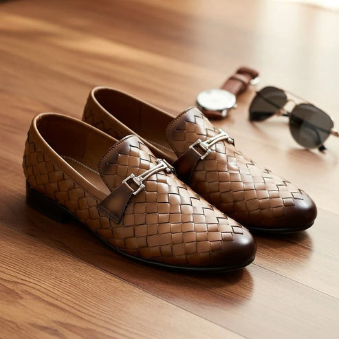 LITE BROWN BRAID LOGO LOAFER