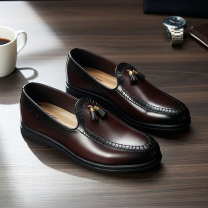 DARK BROWN TASSEL MEDICATED LOAFER