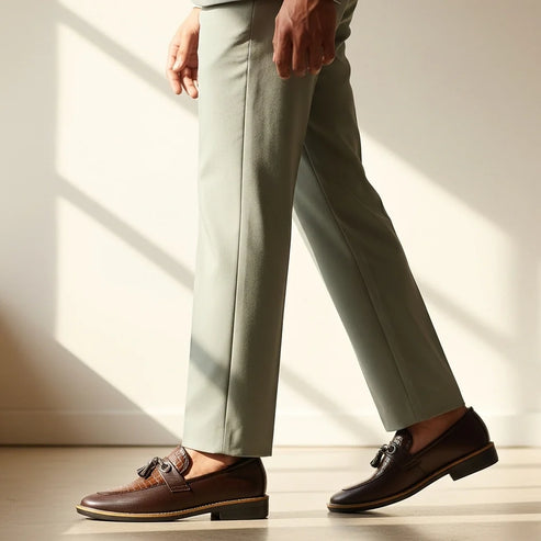 BROWN CROC TWO TONE LOAFER