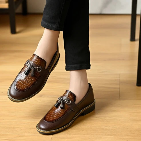 BROWN CROC TWO TONE LOAFER
