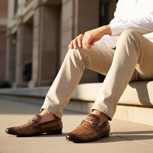 LITE BROWN BRAID LOGO LOAFER