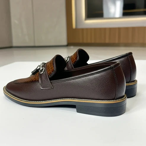 BROWN CROC TWO TONE LOAFER